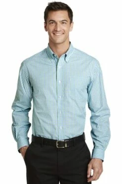 Long Sleeve Gingham Easy Care Shirt -Jiffyshirts Store 03b3c2c44f0dd1