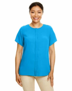 Ladies' Perfect Fit™ Short-Sleeve Crepe Blouse -Jiffyshirts Store 063438b19da463