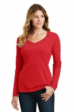 Ladies Long Sleeve Fan Favorite V-Neck Tee