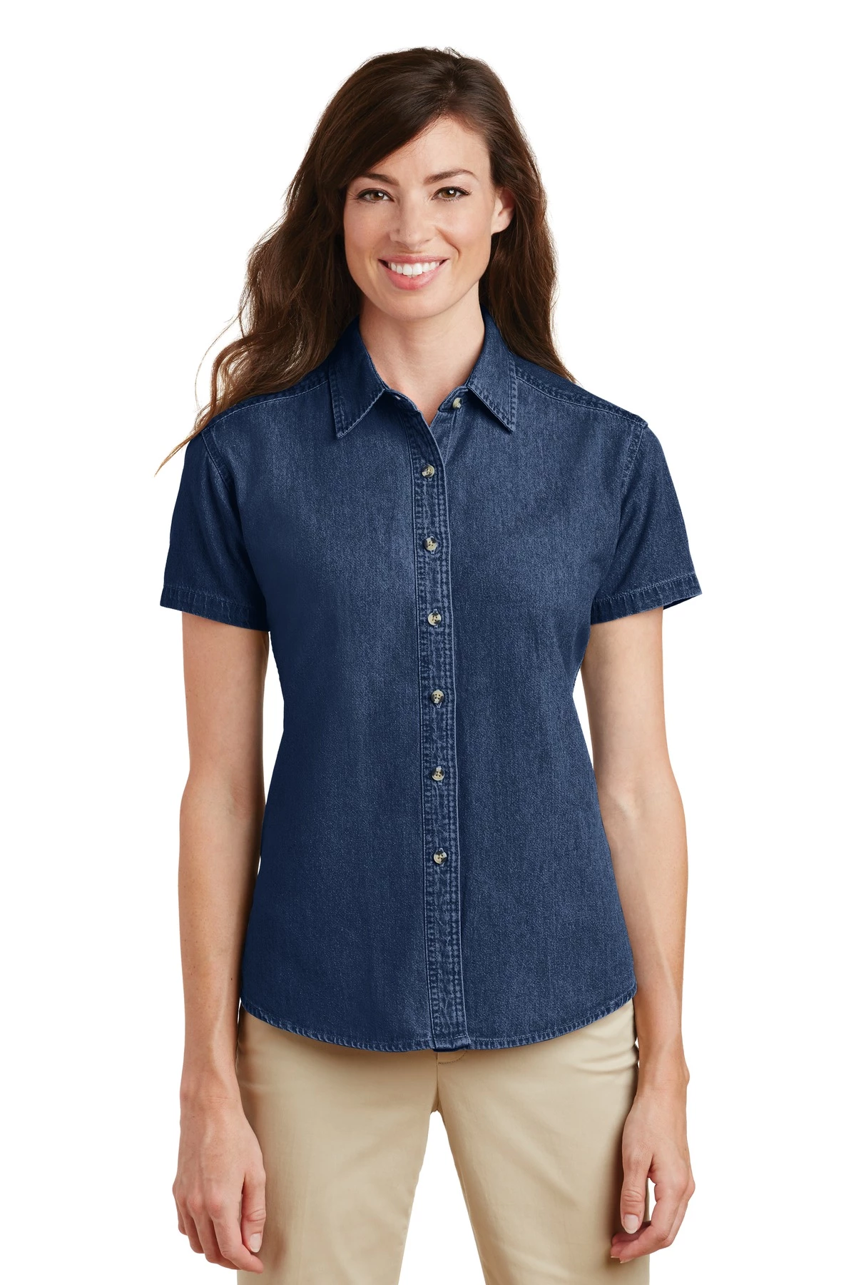 Ladies Short Sleeve Value Denim Shirt 7 Ladies Short Sleeve Value Denim Shirt - Image 5