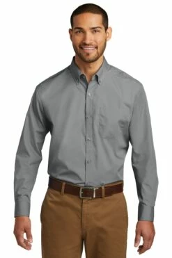 Men's Long Sleeve Carefree Poplin Shirt -Jiffyshirts Store 093dda361a4632
