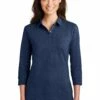 Ladies 3/4-Sleeve Meridian Cotton Blend Polo -Jiffyshirts Store 0c943e4474cdd3