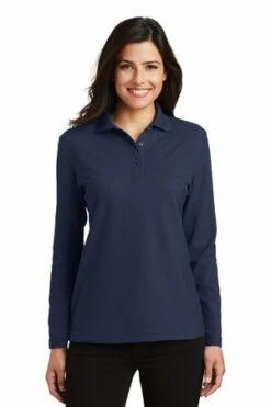 Ladies Silk Touch Long Sleeve Polo -Jiffyshirts Store 0f0331d614049a
