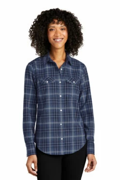 Ladies Long Sleeve Ombre Plaid Shirt -Jiffyshirts Store 1031b3282ef3a6