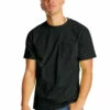 Hanes Unisex 6.1 Oz. Authentic Short Sleeve Pocket Tee -Jiffyshirts Store 105030 5590 Black 6
