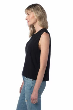 Women's Cotton Jersey Go-To Crop Muscle Tank -Jiffyshirts Store 122369 1174C1 Black 8