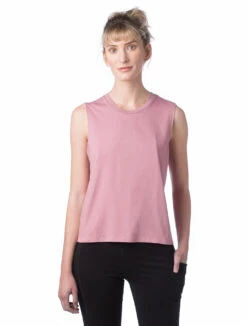 Women's Cotton Jersey Go-To Crop Muscle Tank -Jiffyshirts Store 122373 1174C1 Whiskey Rose 6