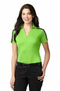 Ladies Silk Touch Performance Colorblock Stripe Polo -Jiffyshirts Store 12364f669a9232