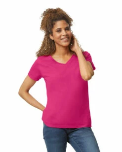 Gildan Ladies' Heavy Cotton™ 5.3 Oz. V-Neck T-Shirt -Jiffyshirts Store 143006 5V00L 213C 010 G2023 SD F 11884