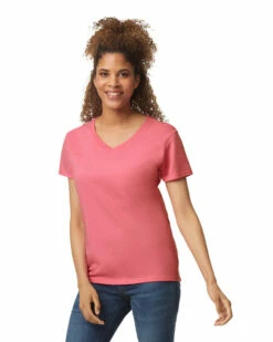 Gildan Ladies' Heavy Cotton™ 5.3 Oz. V-Neck T-Shirt -Jiffyshirts Store 143023 5V00L 1777C 256 G2023 SD F 11645
