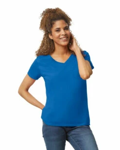 Gildan Ladies' Heavy Cotton™ 5.3 Oz. V-Neck T-Shirt -Jiffyshirts Store 143034 5V00L 7686C 051 G2023 SD F 11884