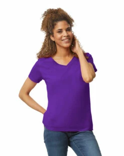 Gildan Ladies' Heavy Cotton™ 5.3 Oz. V-Neck T-Shirt -Jiffyshirts Store 143041 5V00L 2112C 081 G2023 SD F 11884
