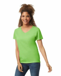 Gildan Ladies' Heavy Cotton™ 5.3 Oz. V-Neck T-Shirt -Jiffyshirts Store 143049 5V00L 7488C 012 G2023 SD F 11645
