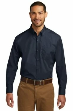 Men's Long Sleeve Carefree Poplin Shirt -Jiffyshirts Store 15a43de604aad7