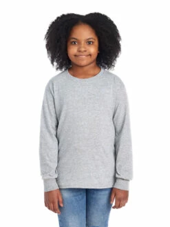 Jerzees Youth Unisex 5.6 Oz. DRI-POWER® ACTIVE Long-Sleeve T-Shirt -Jiffyshirts Store 1680065996 29BLR Athletic Heather FRONT 0651 1200x1600