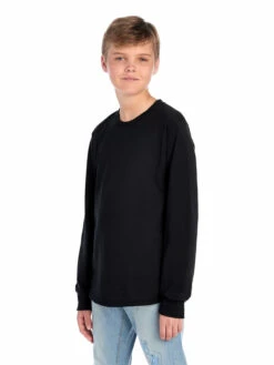 Jerzees Youth Unisex 5.6 Oz. DRI-POWER® ACTIVE Long-Sleeve T-Shirt -Jiffyshirts Store 1680065996 29BLR Black 3QTR 0578 1200x1600