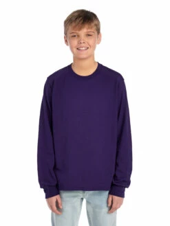 Jerzees Youth Unisex 5.6 Oz. DRI-POWER® ACTIVE Long-Sleeve T-Shirt -Jiffyshirts Store 1680065996 29BLR Deep Purple FRONT 0353 1200x1600