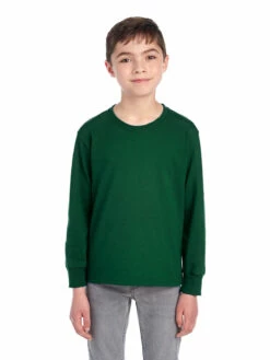 Jerzees Youth Unisex 5.6 Oz. DRI-POWER® ACTIVE Long-Sleeve T-Shirt -Jiffyshirts Store 1680065996 29BLR Forest Green FRONT 1200x1600