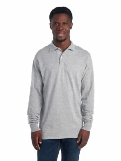 Jerzees Adult Unisex 5.6 Oz. SpotShield™ Long-Sleeve Jersey Polo -Jiffyshirts Store 1680065996 437MLR Oxford front