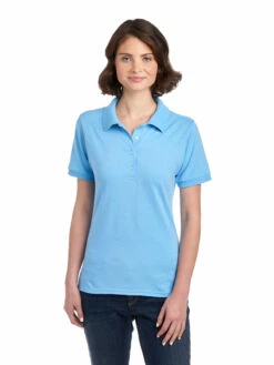 Jerzees Ladies' 5.6 Oz. SpotShield™ Jersey Polo 28 Jerzees Ladies' 5.6 Oz. SpotShield™ Jersey Polo -Jiffyshirts Store 1680065996 437WR LightBlue front