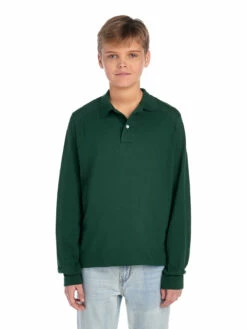 Jerzees Youth Unisex 5.6 Oz. SpotShield™ Long-Sleeve Jersey Polo 15 Jerzees Youth Unisex 5.6 Oz. SpotShield™ Long-Sleeve Jersey Polo -Jiffyshirts Store 1680065996 437YLR Forest Green FRONT 0399 1200x1600