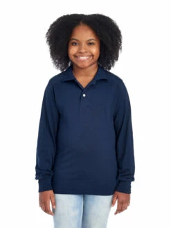 Jerzees Youth Unisex 5.6 Oz. SpotShield™ Long-Sleeve Jersey Polo 17 Jerzees Youth Unisex 5.6 Oz. SpotShield™ Long-Sleeve Jersey Polo -Jiffyshirts Store 1680065996 437YLR Jnavy FRONT 0469 1200x1600