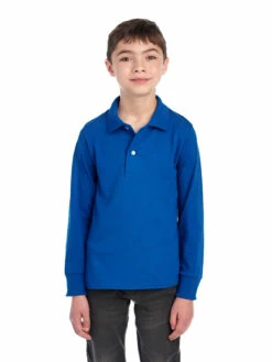Jerzees Youth Unisex 5.6 Oz. SpotShield™ Long-Sleeve Jersey Polo 16 Jerzees Youth Unisex 5.6 Oz. SpotShield™ Long-Sleeve Jersey Polo -Jiffyshirts Store 1680065996 437YLR Royal FRONT 0378 1200x1600