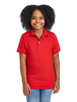 Jerzees Youth Unisex 5.6 Oz. SpotShield™ Jersey Polo -Jiffyshirts Store 1680065996 437YR True Red FRONT 0699 1200x1600