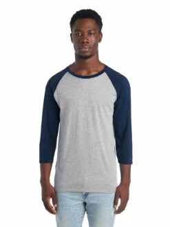 Jerzees Adult Unisex 4.5 Oz. TRI-BLEND Baseball Raglan -Jiffyshirts Store 1680065996 601RR Oxford IndigoHeather front 104665 1200x1600