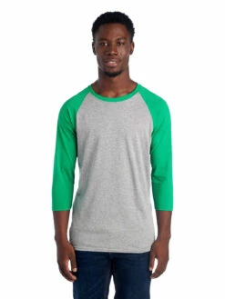 Jerzees Adult Unisex 4.5 Oz. TRI-BLEND Baseball Raglan -Jiffyshirts Store 1680065996 601RR Oxford IrishGreenHeather front 104668 1200x1600