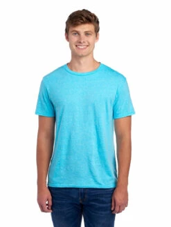 Jerzees Adult Unisex 5.2 Oz., Snow Heather T-Shirt -Jiffyshirts Store 1680065996 88MR CarribeanBlueSnowHeather front