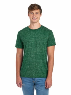 Jerzees Adult Unisex 5.2 Oz., Snow Heather T-Shirt -Jiffyshirts Store 1680065996 88MR ForestGreenSnowHeather front