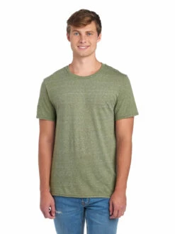 Jerzees Adult Unisex 5.2 Oz., Snow Heather T-Shirt -Jiffyshirts Store 1680065996 88MR MilitaryGreenSnowHeather front