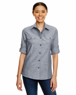 Ladies Chambray Woven Shirt -Jiffyshirts Store 1685c5cd1d22c1