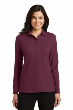 Ladies Silk Touch Long Sleeve Polo -Jiffyshirts Store 17b01cc3118af8