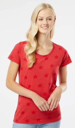 Women's Star Print Scoop Neck T-Shirt -Jiffyshirts Store 18b3f2f38fb7c0