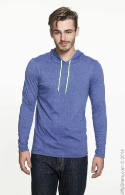 Anvil Adult Lightweight Long-Sleeve Hooded T-Shirt -Jiffyshirts Store 1E4DD05A6E2736