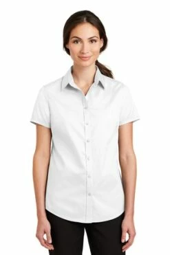 Ladies Short Sleeve SuperPro Twill Shirt -Jiffyshirts Store 1a7f3530189732