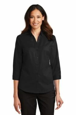 Ladies 3/4-Sleeve SuperPro Twill Shirt -Jiffyshirts Store 1fe413b89cace0