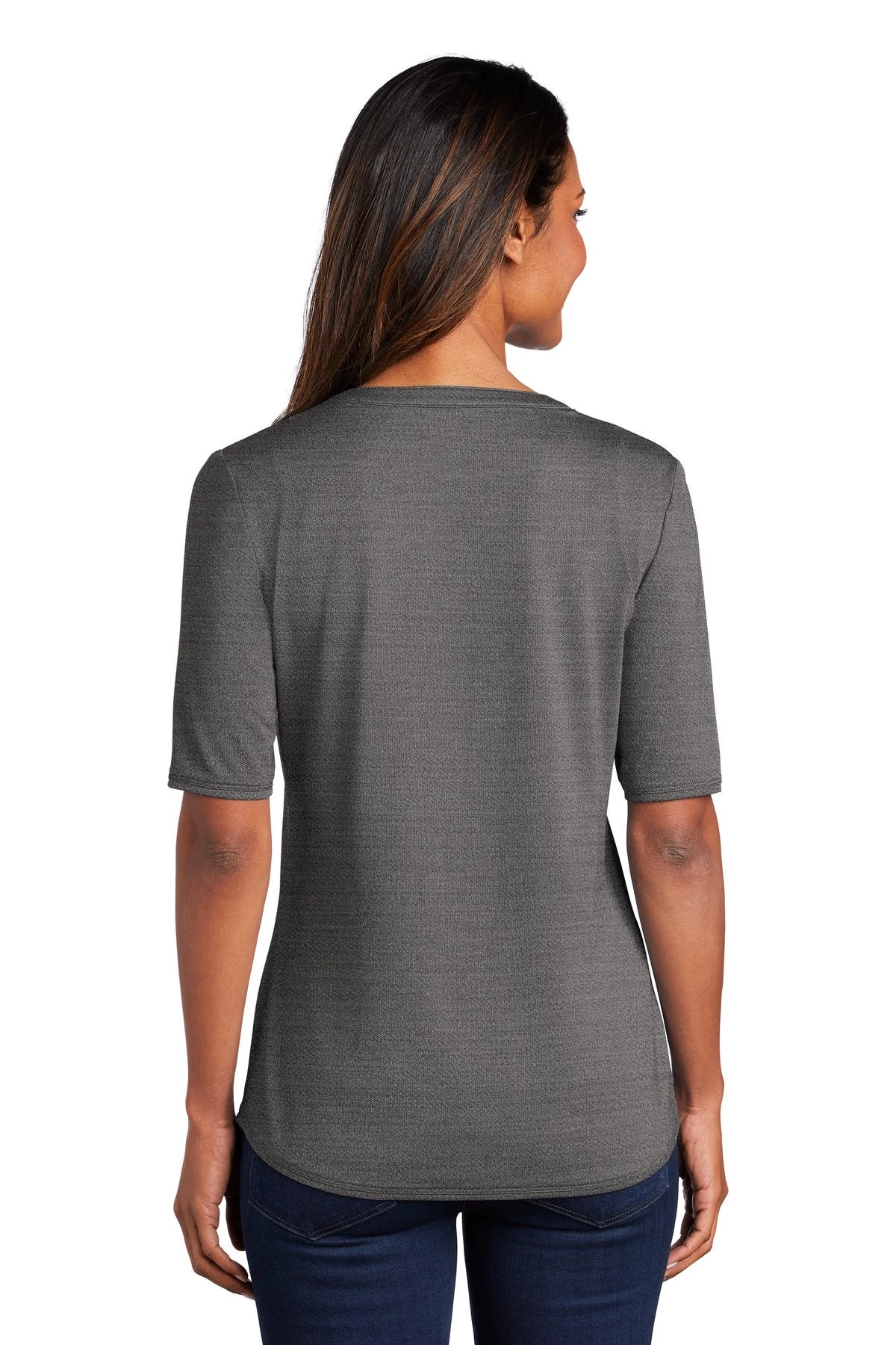Ladies Stretch Heather Open Neck Top 4 Ladies Stretch Heather Open Neck Top - Image 2