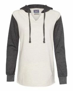 Women’s French Terry Hooded Pullover With Colorblocked Sleeves -Jiffyshirts Store 22f585ab263cae