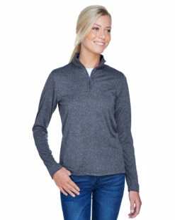 Ladies' Cool & Dry Heathered Performance Quarter-Zip -Jiffyshirts Store 279252fe2459b4