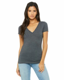 Ladies' Jersey Short-Sleeve Deep V-Neck T-Shirt -Jiffyshirts Store 284b5c17d87984