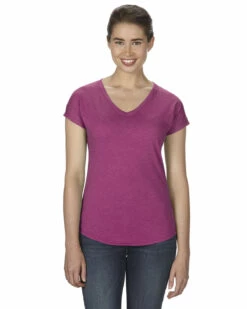 Anvil Ladies' Triblend V-Neck T-Shirt -Jiffyshirts Store 2965c278e340f0