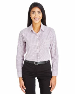 CrownLux Performance™ Ladies' Micro Windowpane Shirt -Jiffyshirts Store 2a26e081a055cc