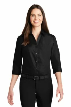 Ladies 3/4-Sleeve Carefree Poplin Shirt -Jiffyshirts Store 2d7ef2bf83adc0