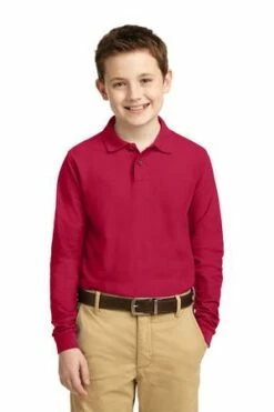 Youth Unisex Long Sleeve Silk Touch Polo -Jiffyshirts Store 2ef5e8ef966617