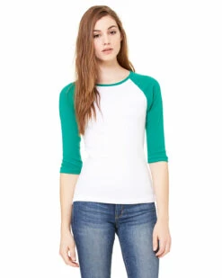 Ladies' Baby Rib 3/4-Sleeve Contrast Raglan T-Shirt -Jiffyshirts Store 2f0e33f436aff6