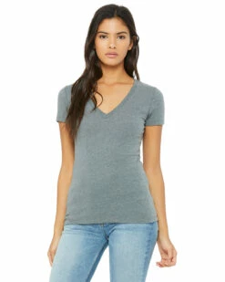 Ladies' Jersey Short-Sleeve Deep V-Neck T-Shirt -Jiffyshirts Store 30859b648a03e6