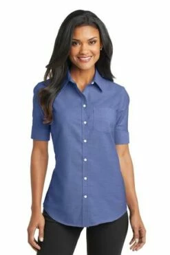 Ladies Short Sleeve SuperPro Oxford Shirt 15 Ladies Short Sleeve SuperPro Oxford Shirt -Jiffyshirts Store 3410f692250bff